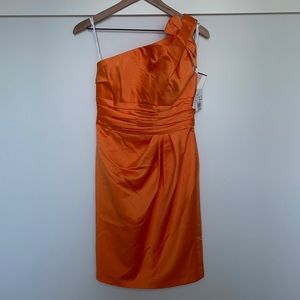 One Shoulder Satin Formal Cocktail Dress